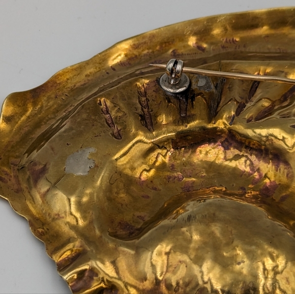 Vintage statement organic/nautical creature motifs abstract Gold Field brooch - Picture 8 of 12